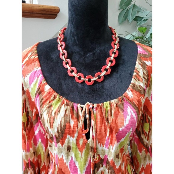 Jones New York Women Multicolor Viscose Scoop Neck Long Sleeve Top Blouse Size M - Picture 2 of 14